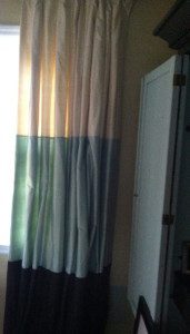 Original curtain with teal green middle