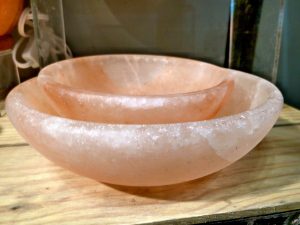 These bowl are made out of sea salt.  An Ivy discovery.